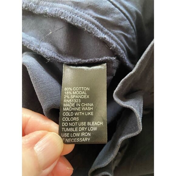 Cremieux Wide-Leg Navy Cropped Pants Paper bag waist Size 4 Casual - Picture 3 of 12